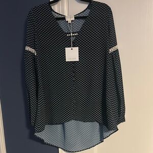 Ixiah sydney Oscara nwt size 4 Geometric Blouse sash or necktie lined in front